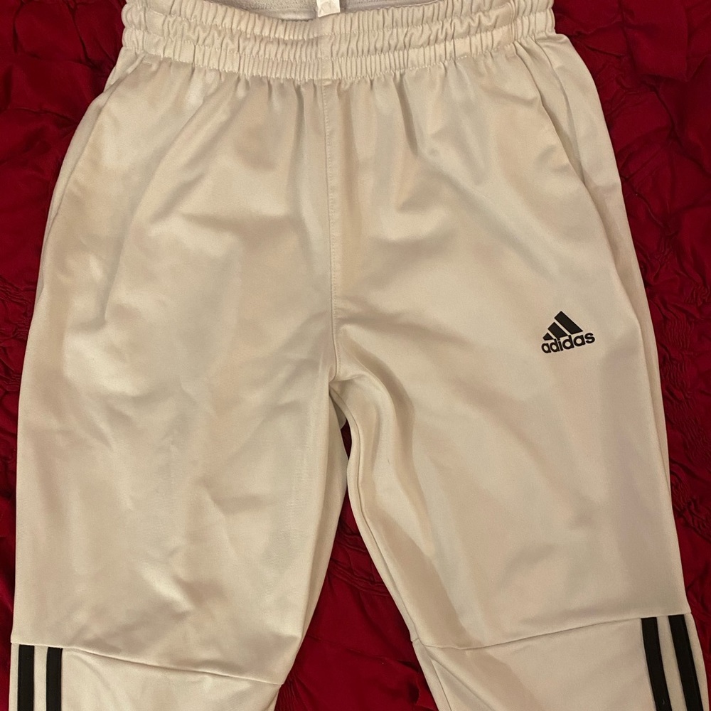 White Adidas track pant
